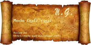 Mede Györgyi névjegykártya